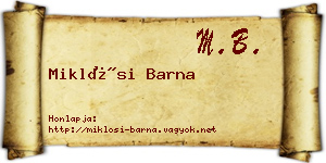 Miklósi Barna névjegykártya